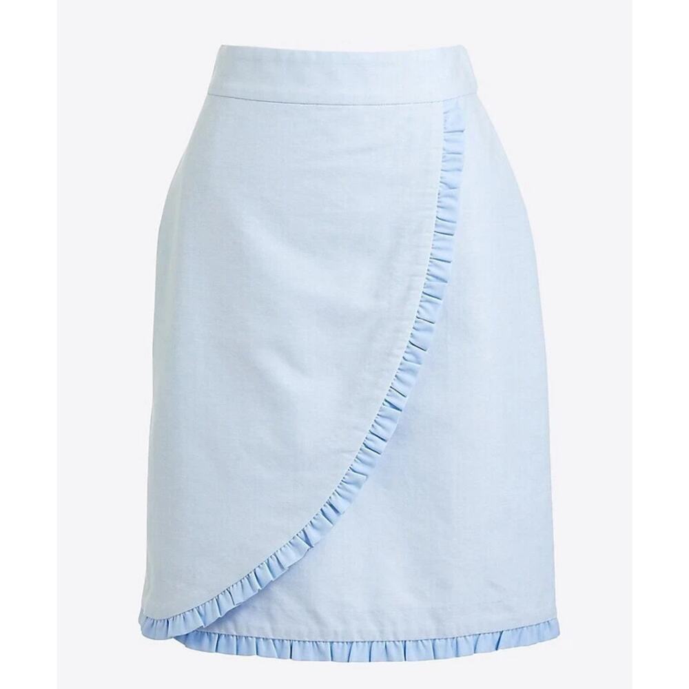 J.Crew Light Blue Ruffle Hem Wrap Skirt Women’s Size 6